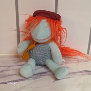 Jim Henson Fraggle Rock Boober Fraggle Plush Blue Orange Hair Hat Scarf Small 7"